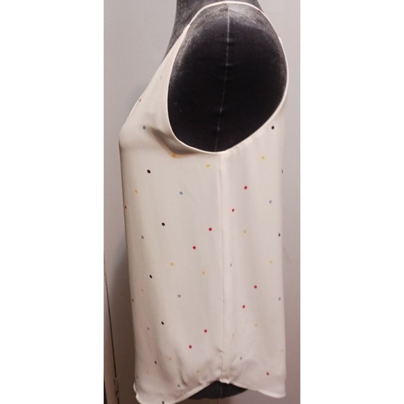 Ann Taylor Loft Outlet White With Polka Dots Satiny Tank Top Xs/P Career Work - Picture 4 of 9
